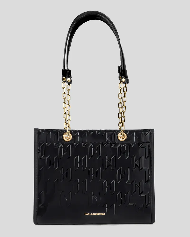 Karl Lagerfeld K/skuare glänzende Mittelgrosse Tote-bag, Frau, Schwarz, Größe Schwarz