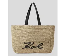 K/signature strand-tote-bag aus Bast, Frau, Natur