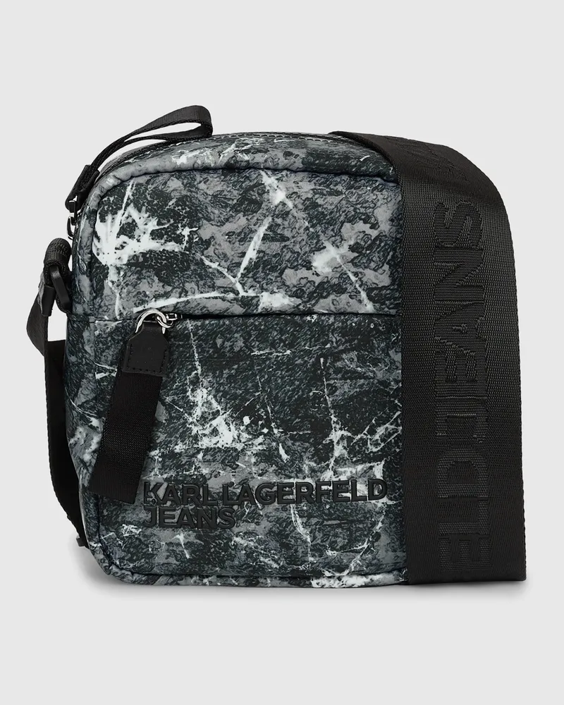 Karl Lagerfeld Umhängetasche Aus Nylon Mit Graffiti-print, Male, Iced All Over Print, Size Grey