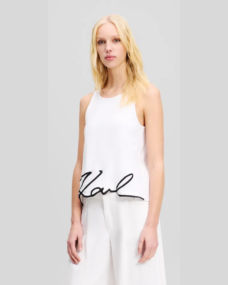 Karl Lagerfeld Tanktop Mit Signature-stickerei Am Saum, Frau, Weiss, Größe Weiss
