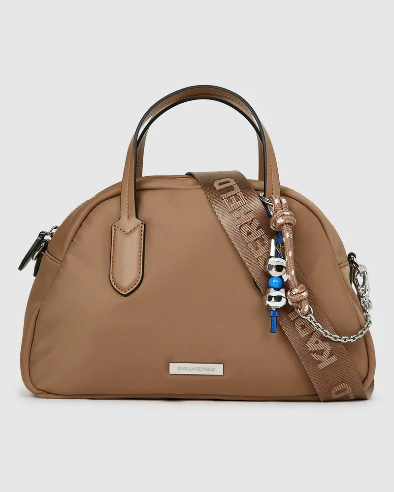 Karl Lagerfeld Ikon Bowling Bag Aus Nylon, Damen, Pilzbraun, Größe Pilzbraun