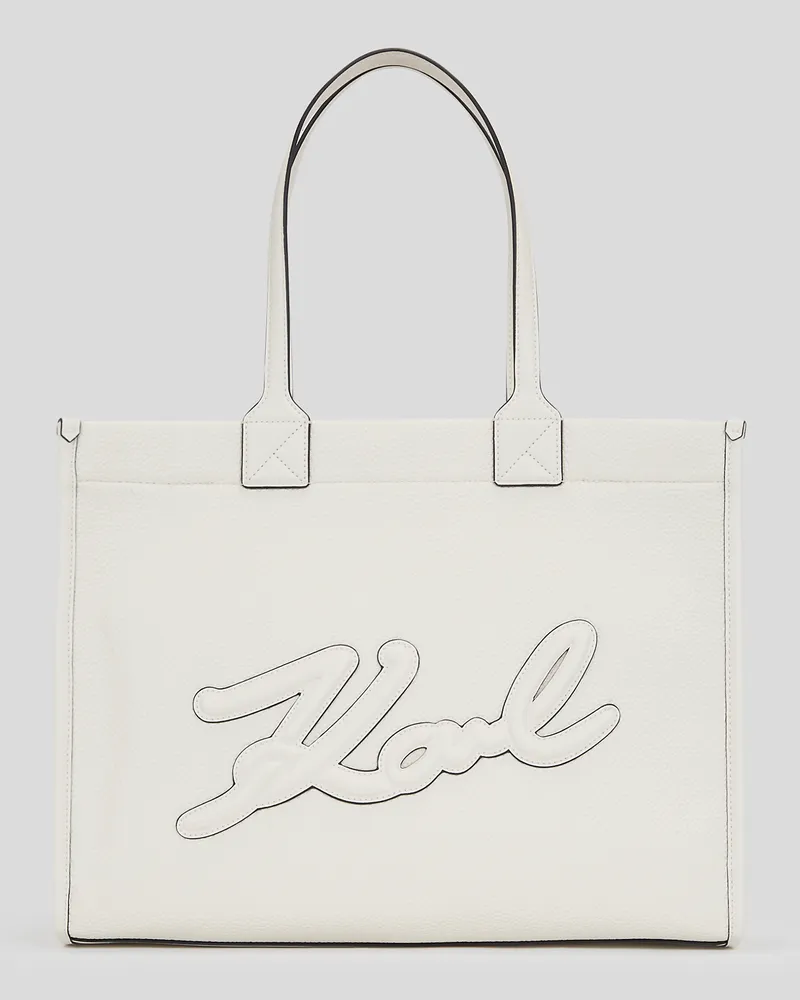 Karl Lagerfeld K/skuare Grosse Tote-bag In Genarbter Optik, Frau, Off White, Größe Off