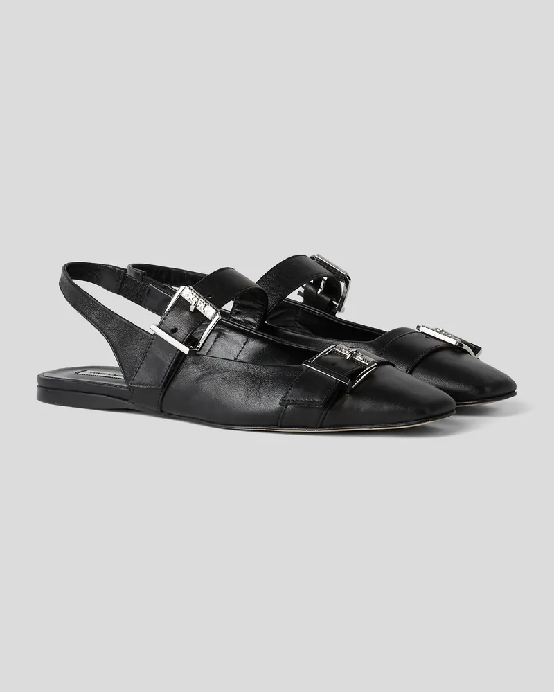 Karl Lagerfeld Konnie ballerinas Mit Flachen Doppelriemen, Frau, Schwarz/Silber, Größe Schwarz