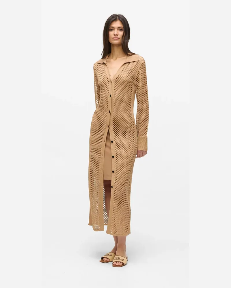Karl Lagerfeld Häkelstrickkleid, Damen, Nougat, Größe Nougat