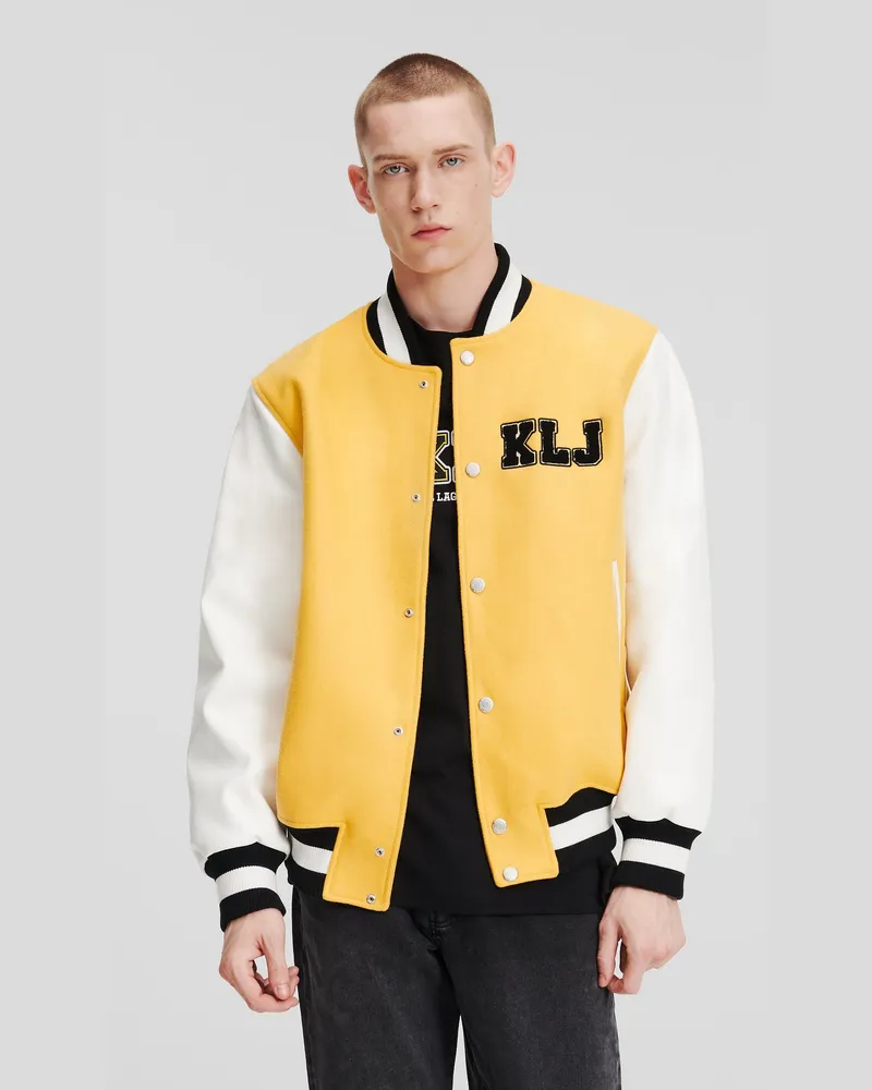 Karl Lagerfeld Baseball-jacke, Mann, MELLOW YELLOW/WEISS, Größe Mellow