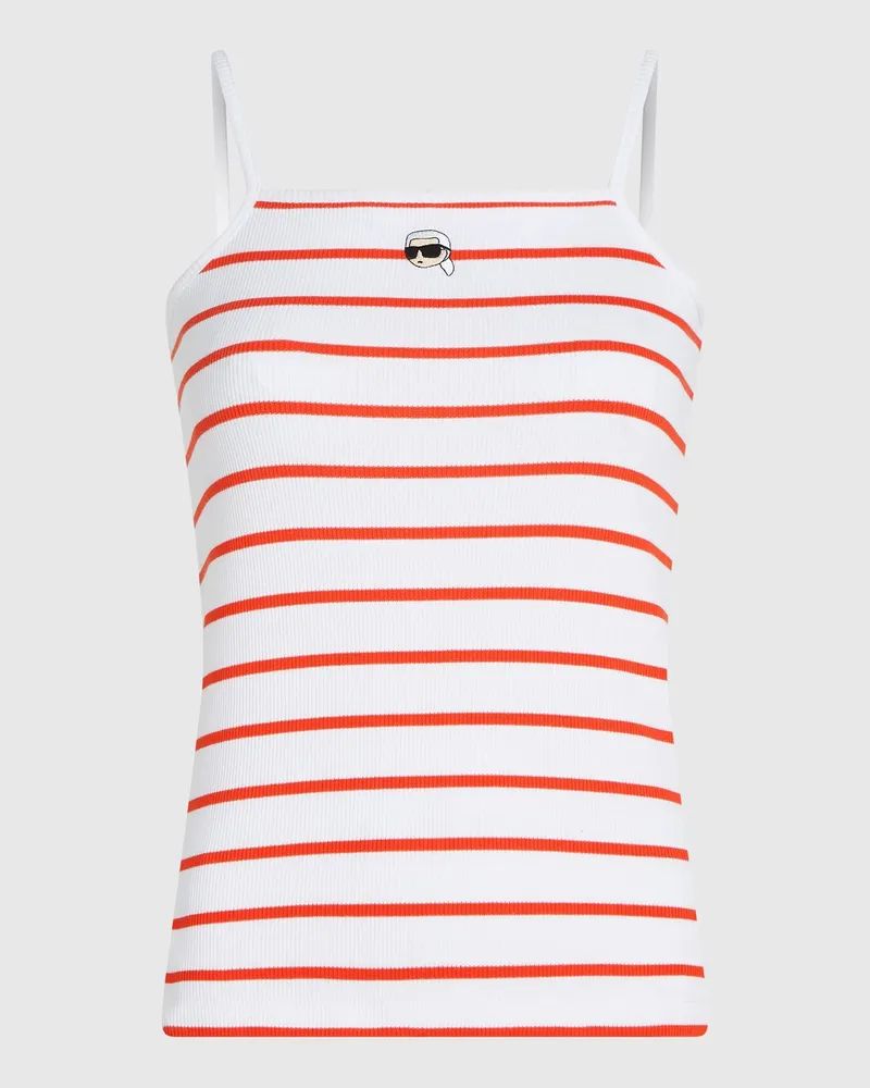Karl Lagerfeld Ikon Gestreiftes Tanktop, Damen, Blauer Denim Mit Allover-print, Größe Blauer