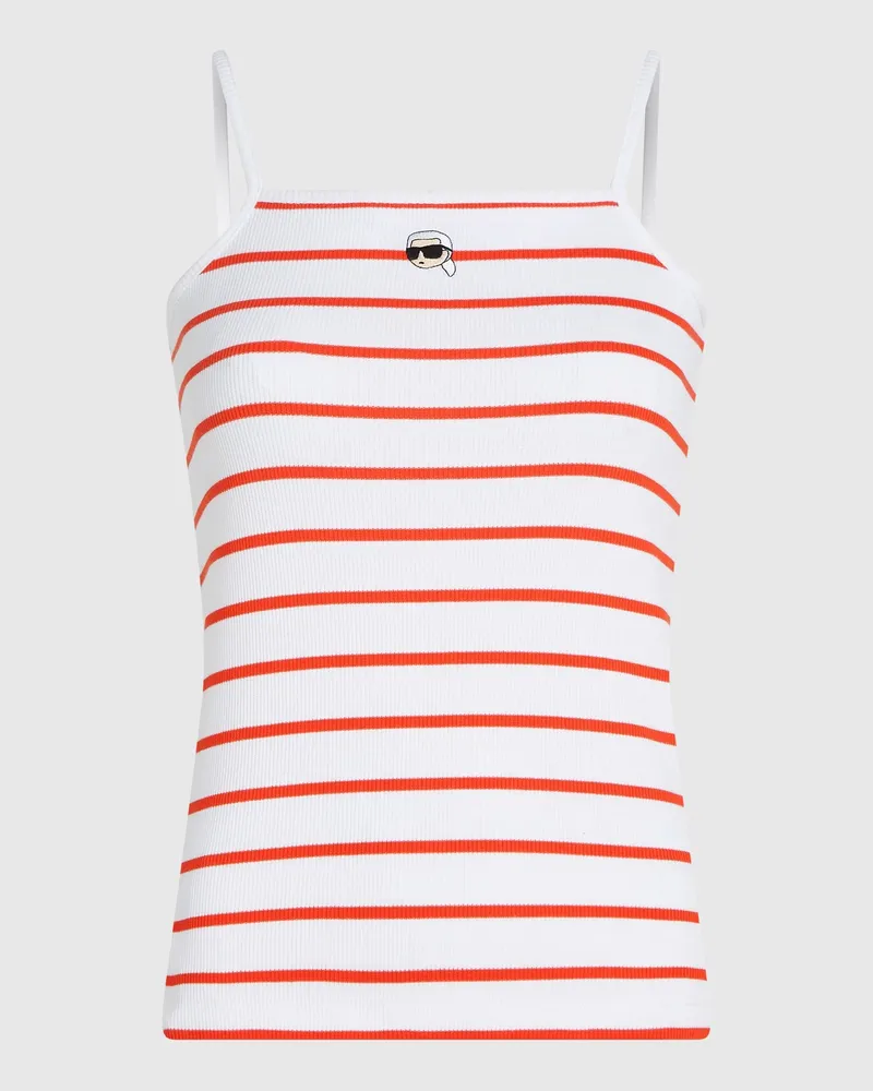 Karl Lagerfeld Ikon Gestreiftes Tanktop, Damen, Blauer Denim Mit Allover-print, Größe Blauer