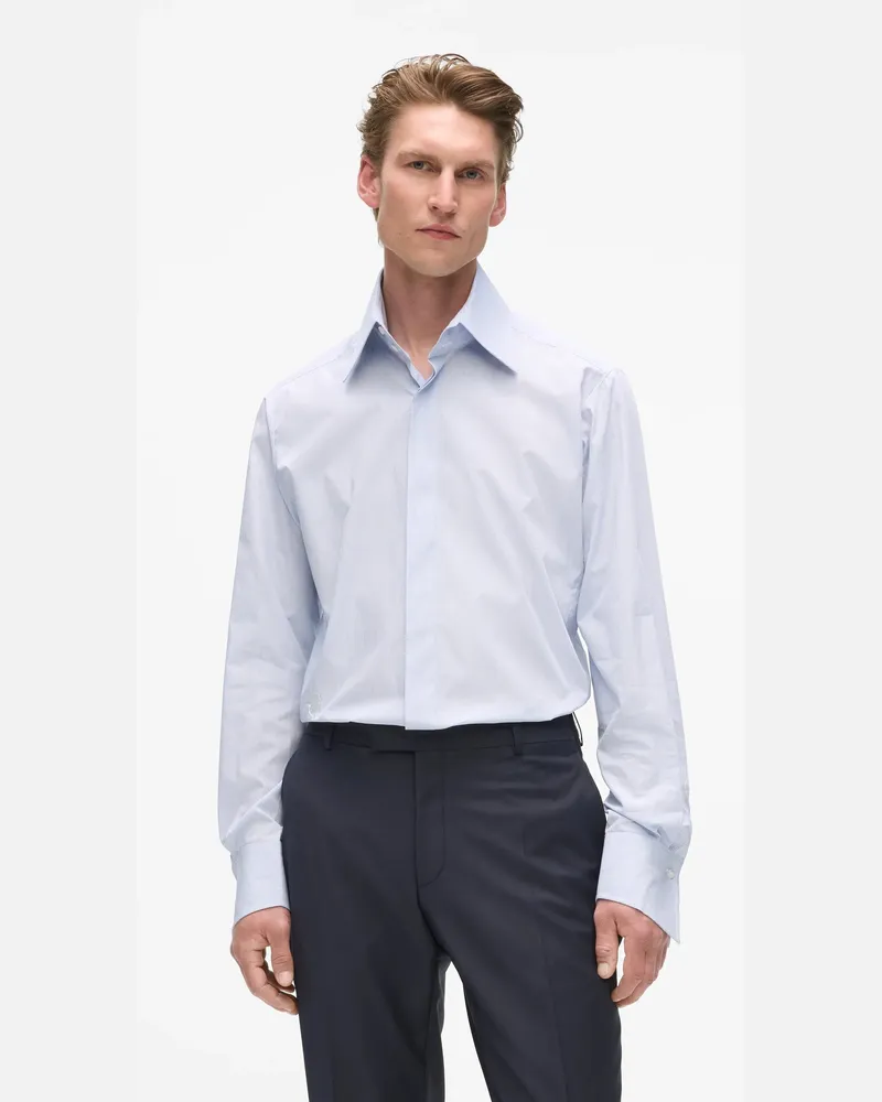 Karl Lagerfeld Hemd Mit Modernem Schnitt Und Stehkragen, Herren, Marineblau, Größe Marineblau