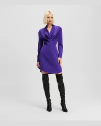 Karl Lagerfeld Karl-signatur-kleid aus Satin mit Zierkette, Frau, Tiefes Violett Tiefes