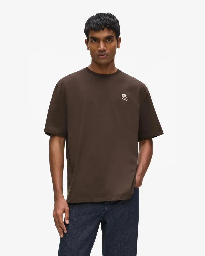 Karl Lagerfeld Ikon T-shirt Mit Grafikprint, Herren, Schwarzer Kaffee, Größe Schwarzer