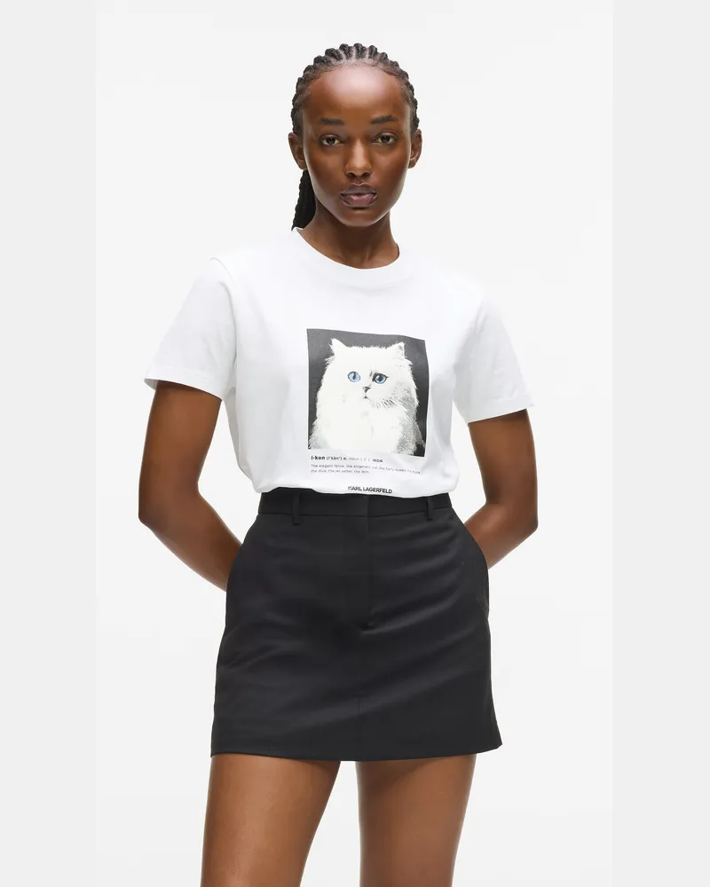 Karl Lagerfeld T-shirt Mit Portrait, Damen, Weiss, Größe Weiss