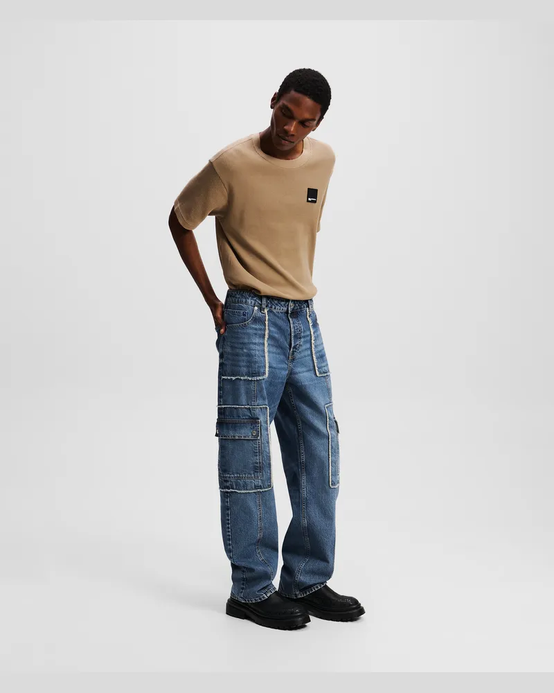 Karl Lagerfeld Lässige Utility-jeans, Mann, Getöntes Gewaschenes Mittelblau, Größe Getöntes