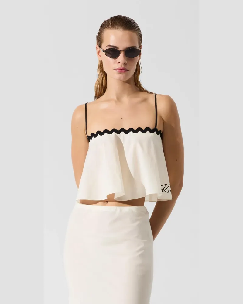 Karl Lagerfeld Kurzes Strandtop Mit Muscheldesign, Damen, Cannoli Creme, Größe Cannoli