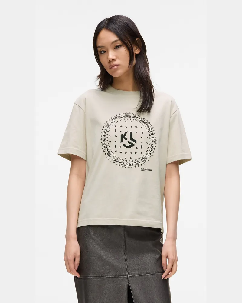 Karl Lagerfeld T-shirt Mit Bandana-logo, Damen, Mondsüchtig, Größe Mondsüchtig