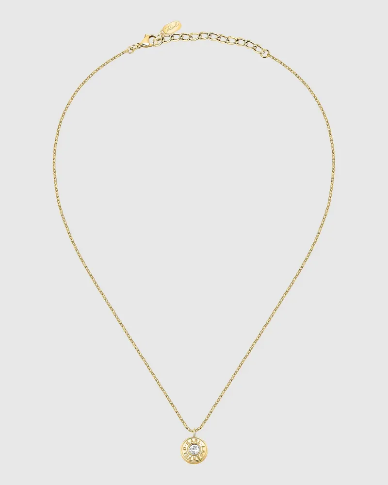 Karl Lagerfeld Halskette Mit Goldenem Circle Logo-anhänger, Damen, Gold, Größe Gold