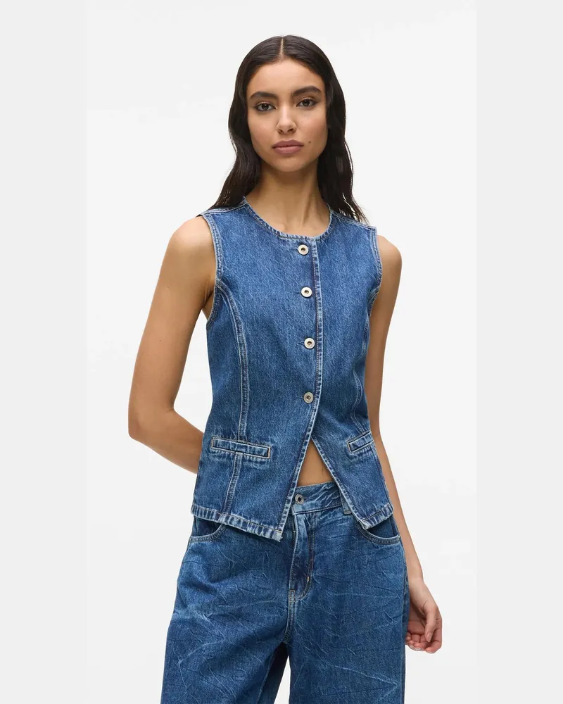 Karl Lagerfeld Figurbetonte Denimweste, Damen, Weich Gewaschenes Schwarz, Größe Weich