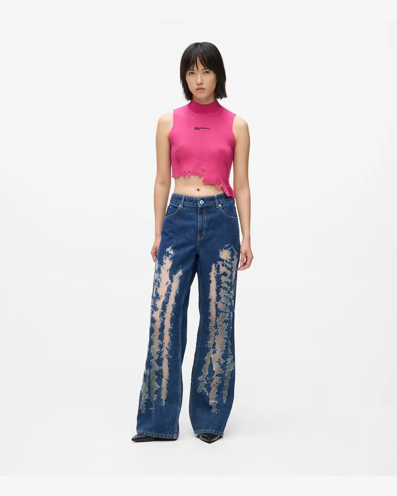 Karl Lagerfeld Jeans Im Used-look, Locker Geschnitten, Mit Mittlerer Taille, Damen, Safari, Größe Safari