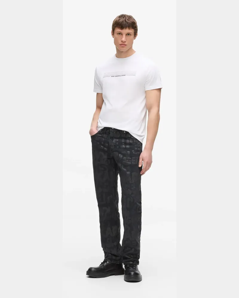 Karl Lagerfeld Gerade Geschnittene Jeans Mit Logoprint, Herren, Gewaschenes Schwarzes All-over-print, Größe Gewaschenes