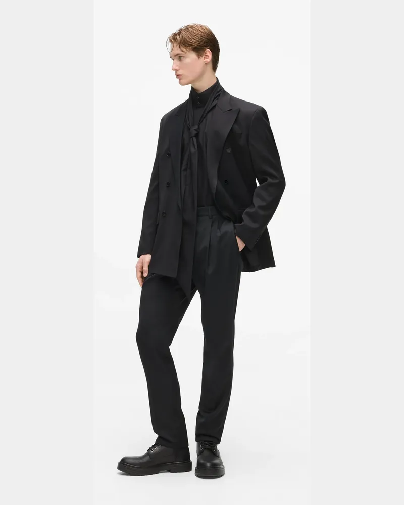 Karl Lagerfeld Kl Studio Anzughose Aus Wolle Mit Regulärer Passform, Herren, Schwarz, Größe Schwarz