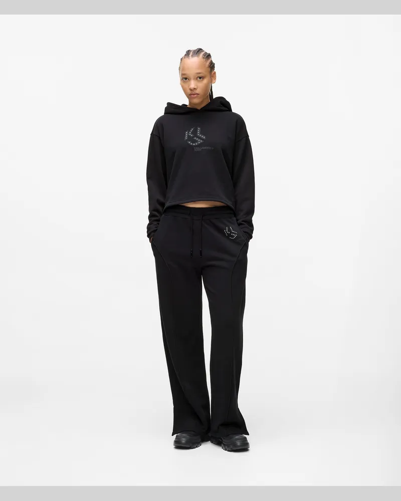 Karl Lagerfeld Trainingshose Mit Nietenmonogramm, Damen, Schwarz, Größe Schwarz