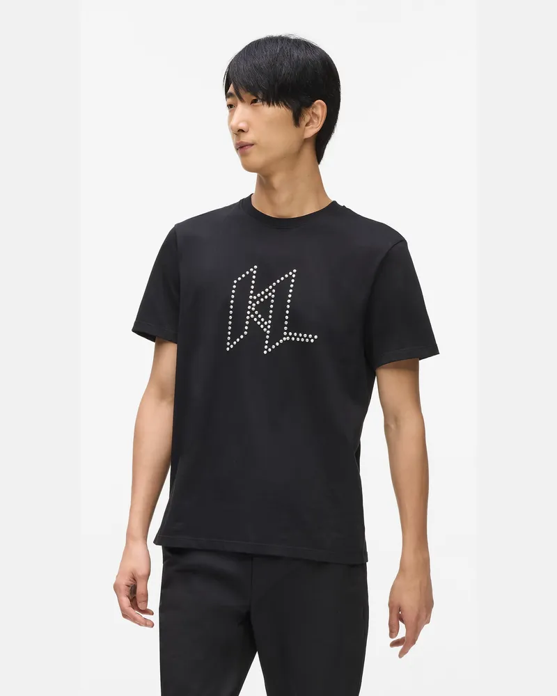 Karl Lagerfeld T-shirt Mit Karl Dna-nieten, Herren, Schwarz, Größe Schwarz