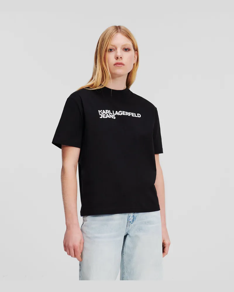 Karl Lagerfeld T-shirt Mit Logo, Frau, Schwarz, Größe Schwarz