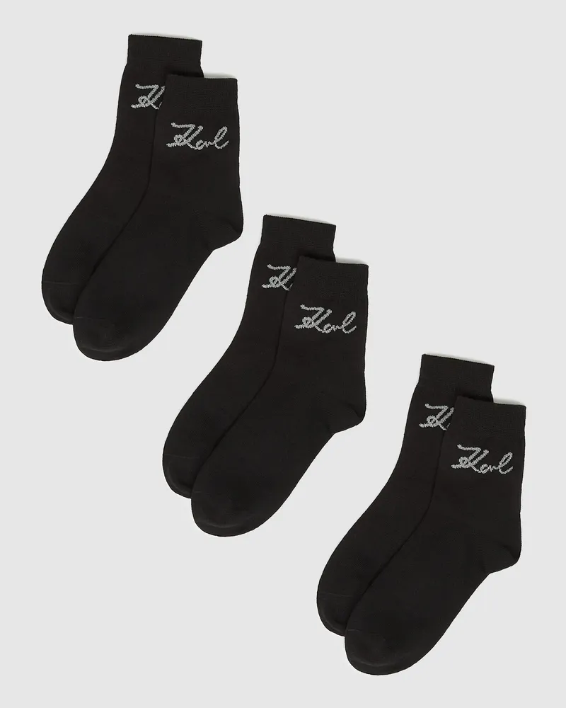 Karl Lagerfeld Signature-socken – 3er-pack, Damen, Schwarz, Größe Schwarz