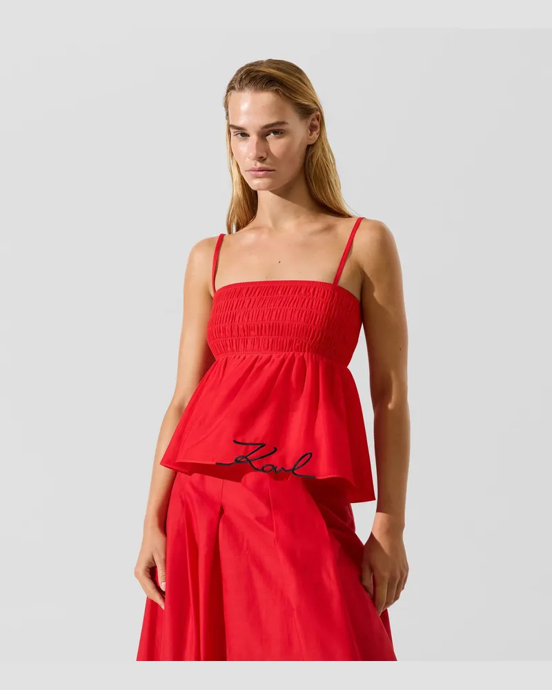 Karl Lagerfeld Signature-strandtop, Female, Ribbon Red, Size Red