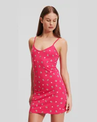 Karl Lagerfeld Ikonik karl Slip-kleid, Frau, All Over Print Himbeere All