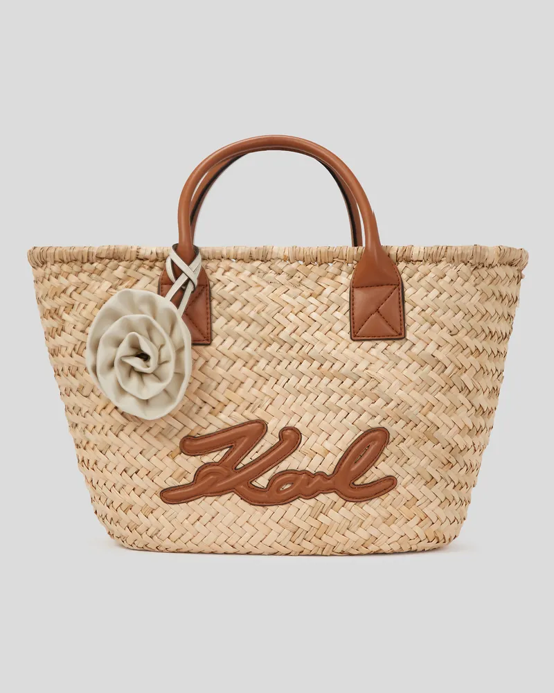 Karl Lagerfeld K/signature Mittelgrosse Tote-bag Aus Bast, Frau, Naturbraun, Größe Naturbraun