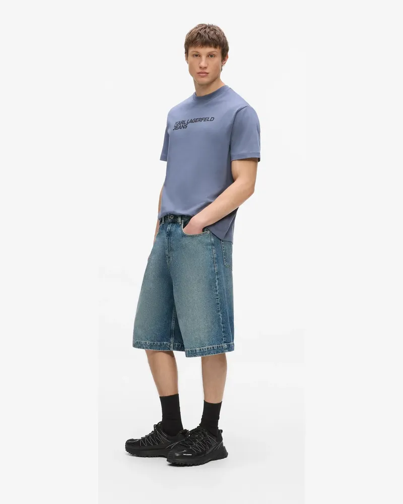 Karl Lagerfeld Weit Geschnittene Shorts Aus Denim Mit Waschung, Herren, Visual Washed Blue, Größe Visual