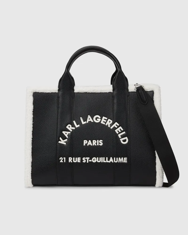 Karl Lagerfeld Mittelgroße Rue St-guillaume Tote Bag Aus Kunstlammfell, Damen, Schwarz, Größe Schwarz