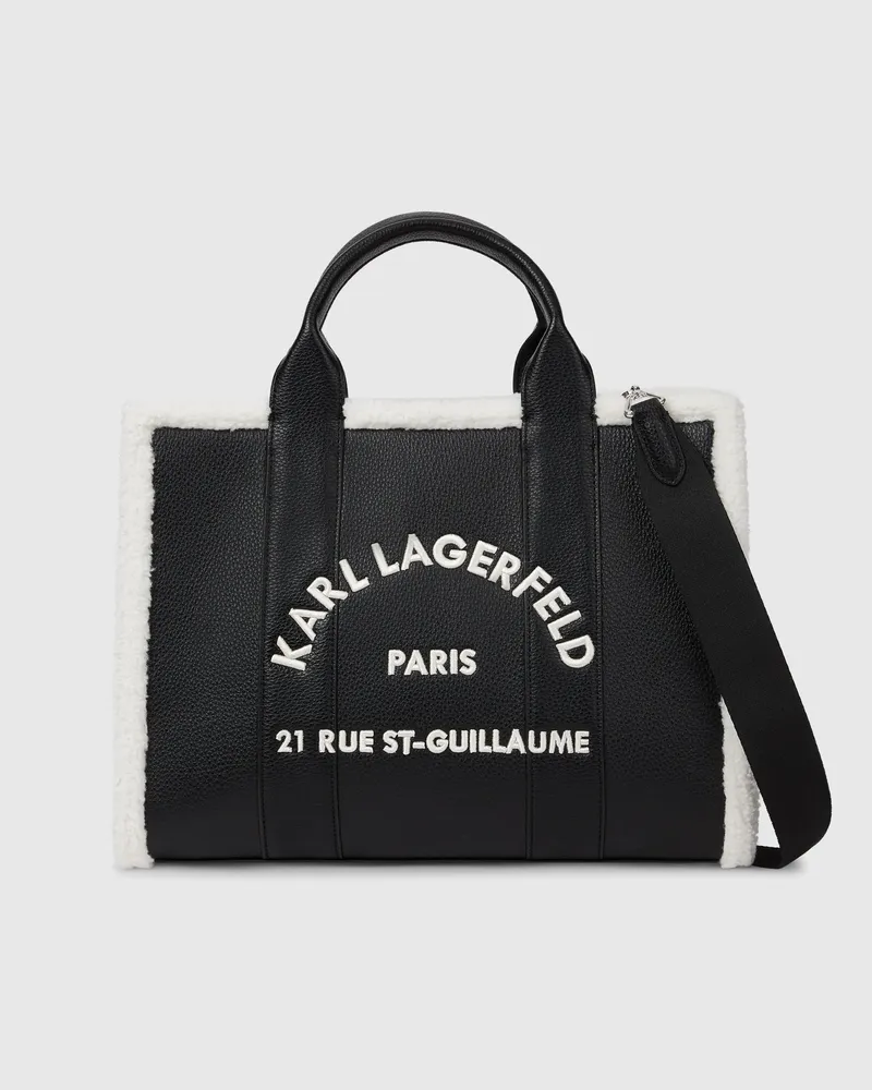 Karl Lagerfeld Mittelgroße Rue St-guillaume Tote Bag Aus Kunstlammfell, Damen, Schwarz, Größe Schwarz