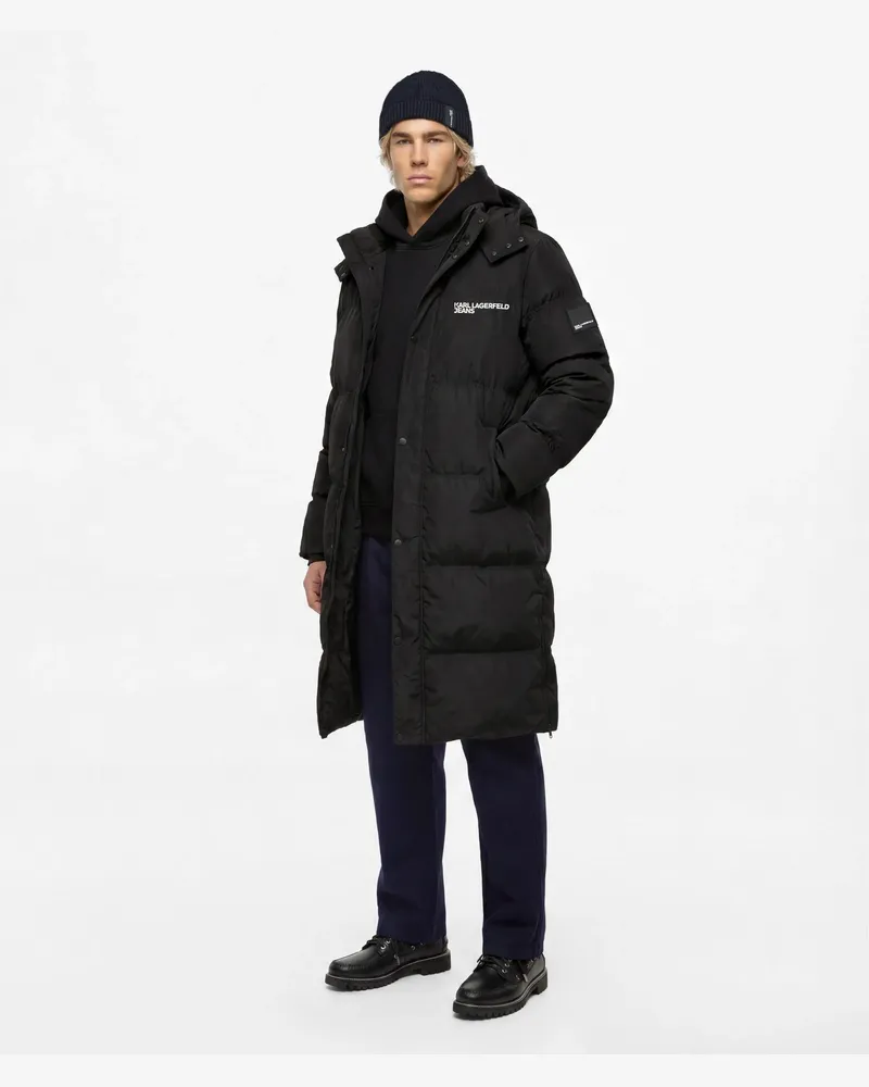 Karl Lagerfeld Extra Lange Daunenjacke, Herren, Schwarz, Größe Schwarz