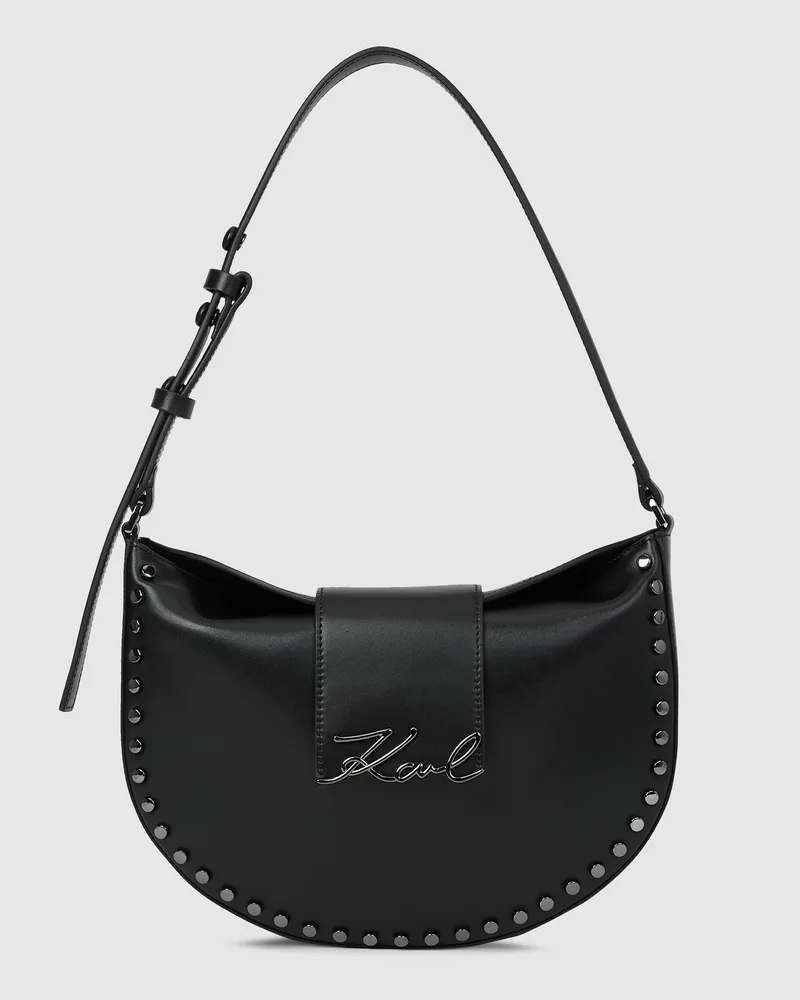 Karl Lagerfeld K/signature Mond-tasche Mit Nieten, Damen, Schwarze Verzierung, Größe Schwarze