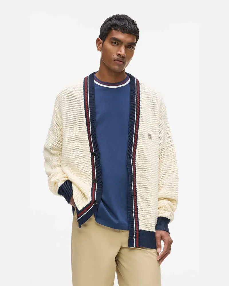 Karl Lagerfeld Ikon Strukturierte Strickjacke, Herren, Cannoli Creme, Größe Cannoli