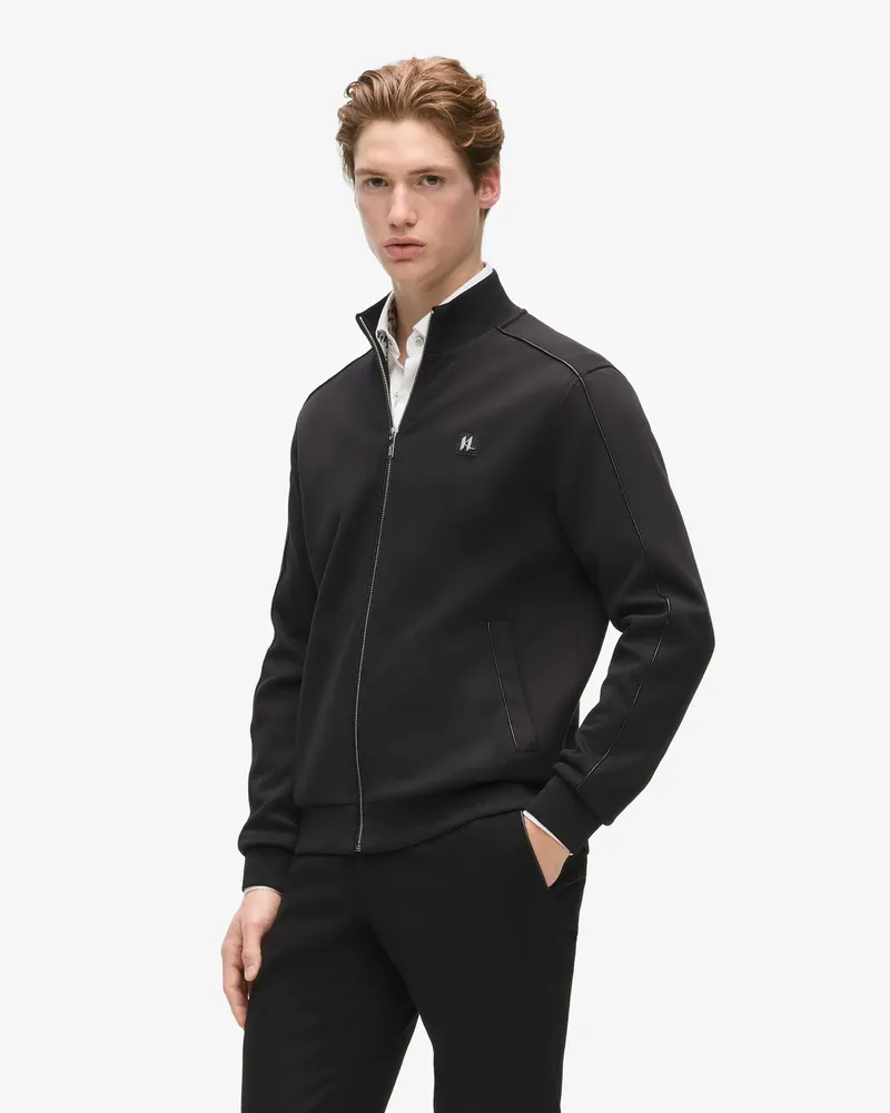 Karl Lagerfeld Jacke Mit Reißverschluss Und Metallicbesatz, Herren, Schwarz, Größe Schwarz