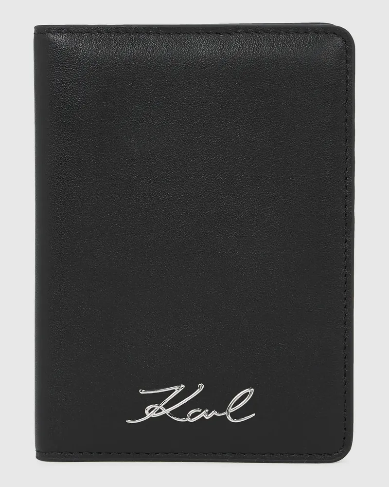 Karl Lagerfeld K/signature Reisepassetui, Damen, Schwarz-nickel, Größe Schwarz-nickel