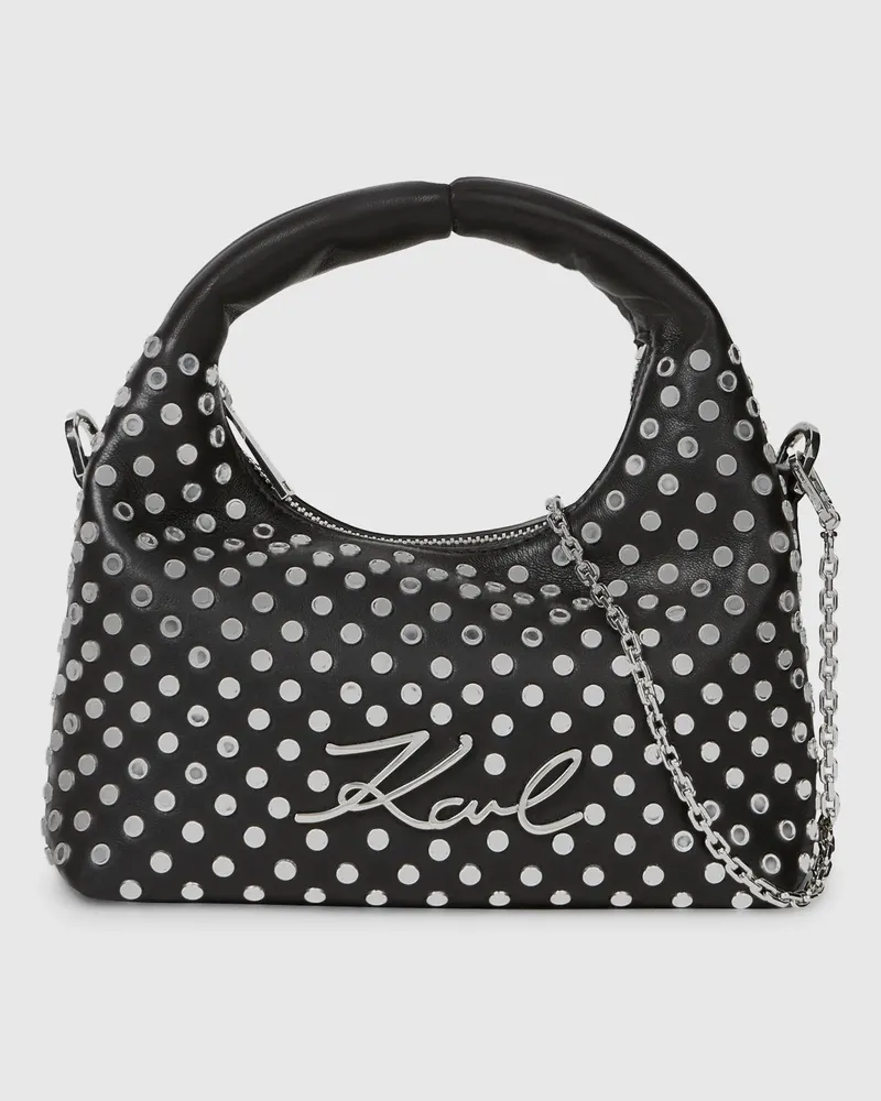 Karl Lagerfeld K/soiree Mini-tasche Mit Nieten Und Tragegriff Oben, Female, Schwarze Verzierung, Size Black