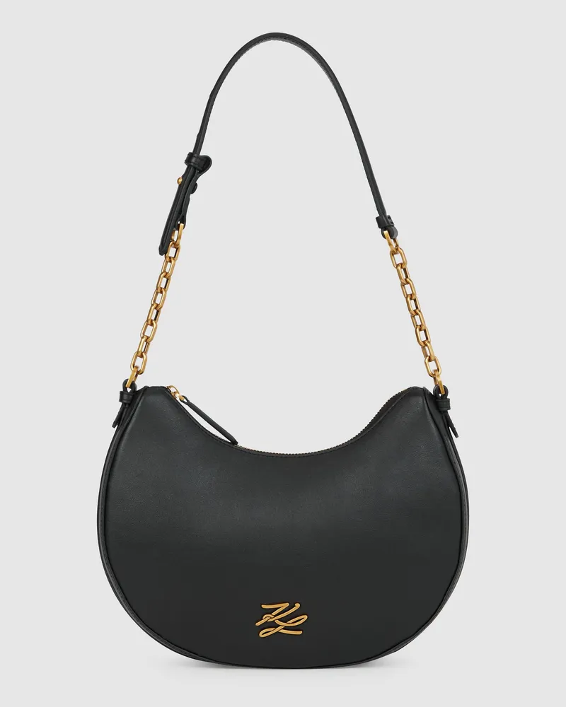 Karl Lagerfeld K/autograph Medium Moon Bag, Damen, Schwarz/gold, Größe Schwarz