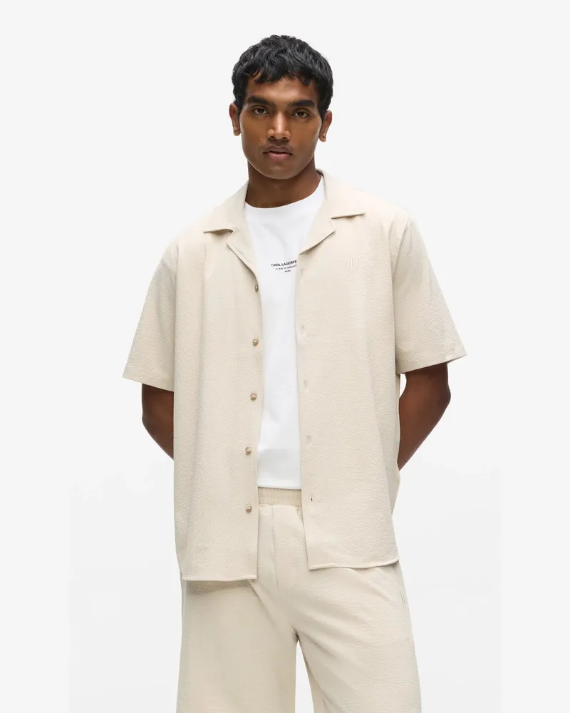 Karl Lagerfeld Kurzärmeliges Hemd Mit Monogramm, Herren, Sand, Größe Sand