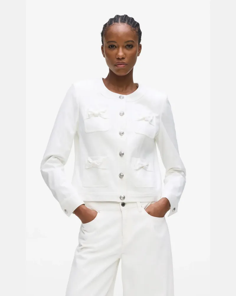 Karl Lagerfeld Kragenlose Jacke Mit Schleife, Damen, Off White, Größe Off