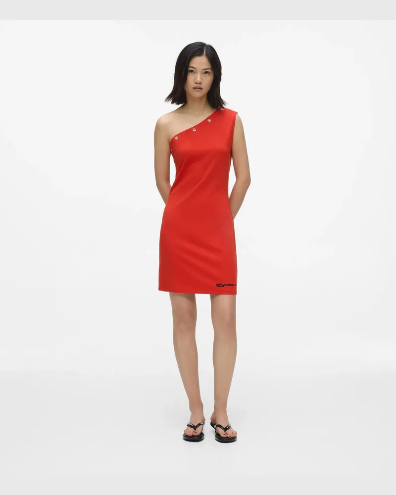 Karl Lagerfeld Figurbetontes One-shoulder-kleid, Damen, Hochrisiko Rot, Größe Hochrisiko