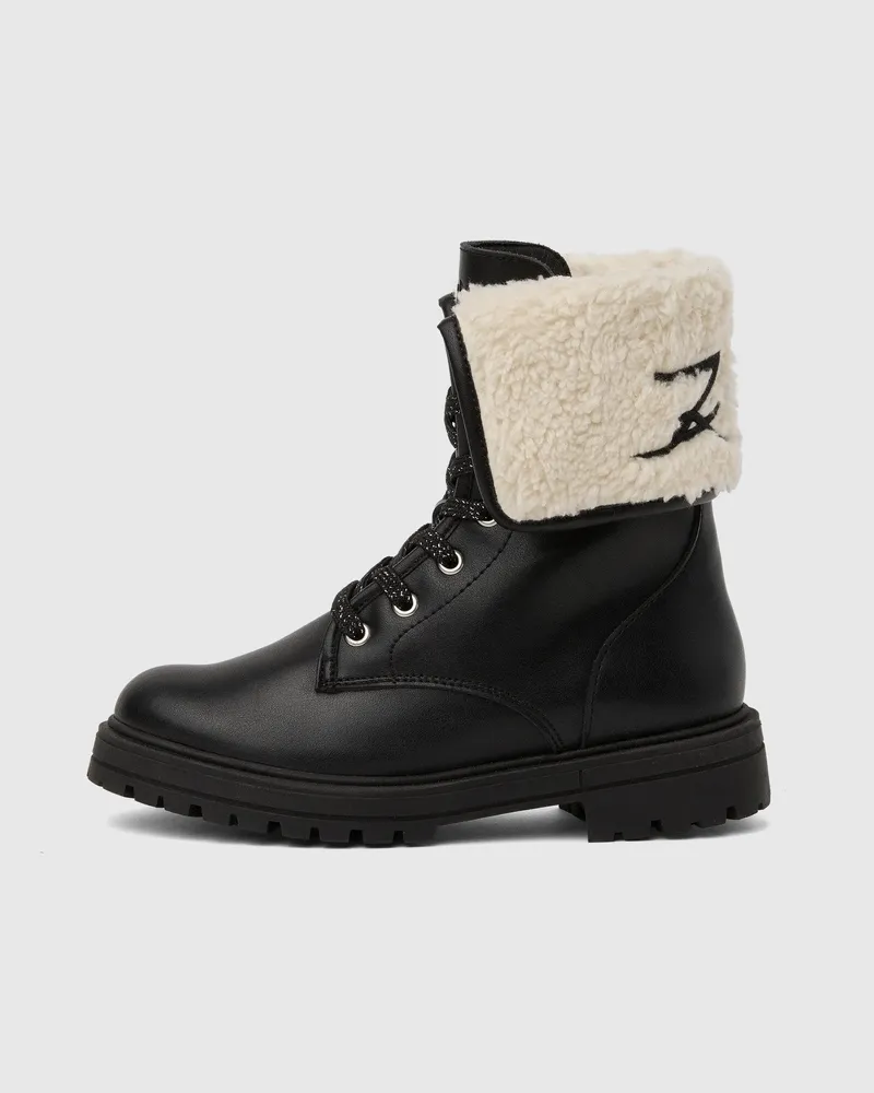 Karl Lagerfeld Lammfellstiefel Für Mädchenunisex, Schwarz, Size Black
