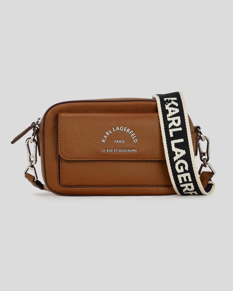 Karl Lagerfeld Rue St-guillaume Metall-umhängetasche, Frau, Dunkles Tan, Größe Dunkles