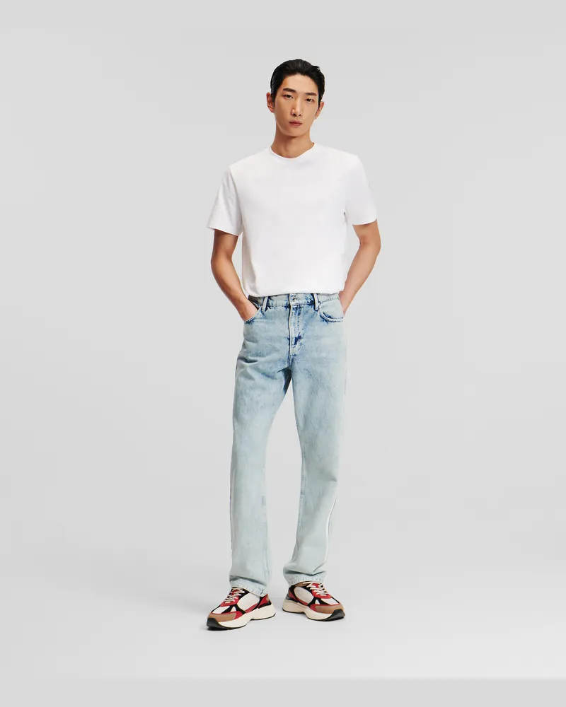 Karl Lagerfeld Gerade Geschnittene Jeans Mit Logoband, Mann, Mid Blue, Größe Mid