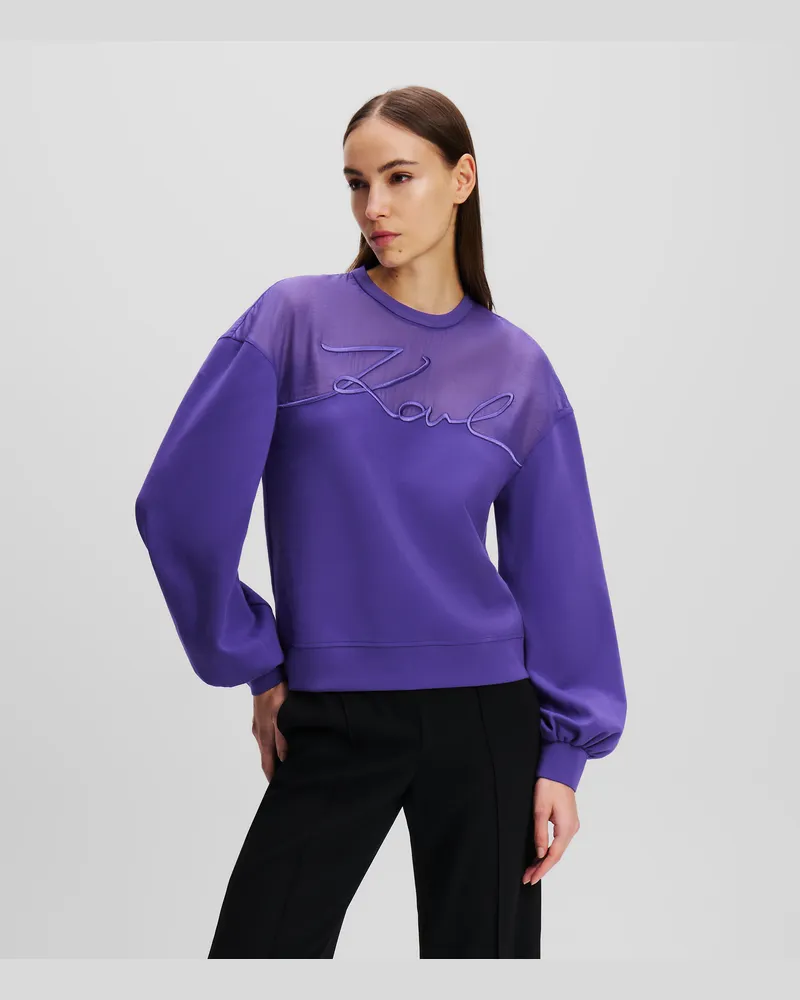 Karl Lagerfeld Signatur-sweatshirt Aus Mischgewebe, Frau, Tiefes Violett, Größe Tiefes