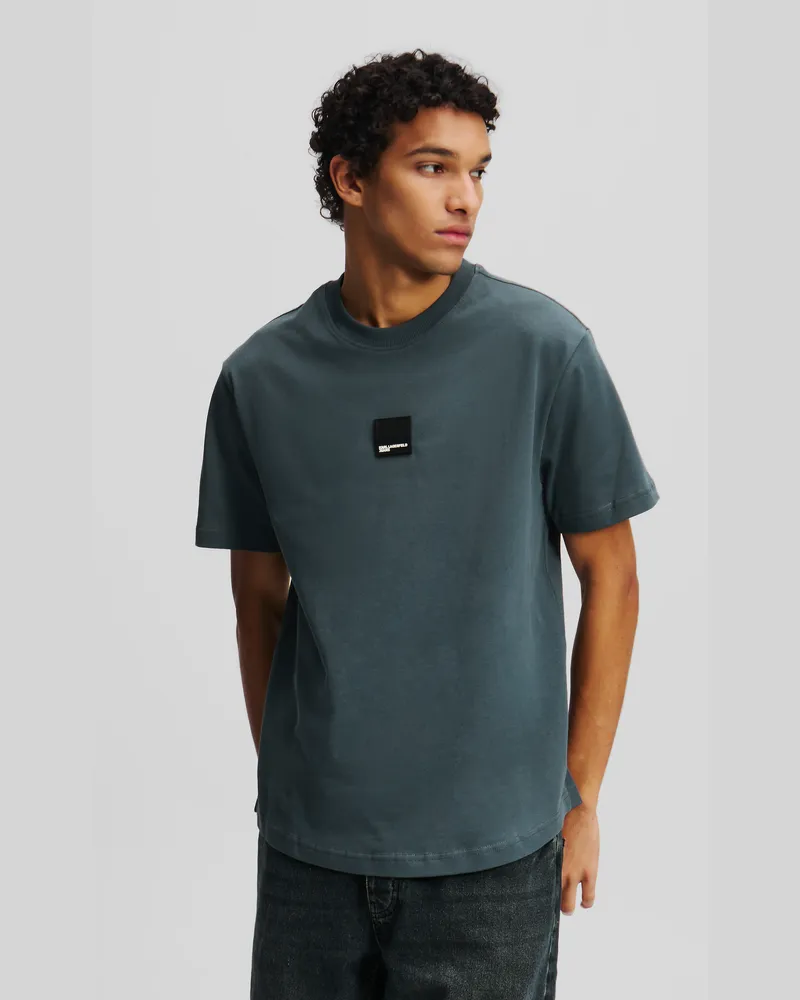 Karl Lagerfeld T-shirt Mit Geschwungenem Saum, Mann, Dunkler Schiefer, Größe Dunkler