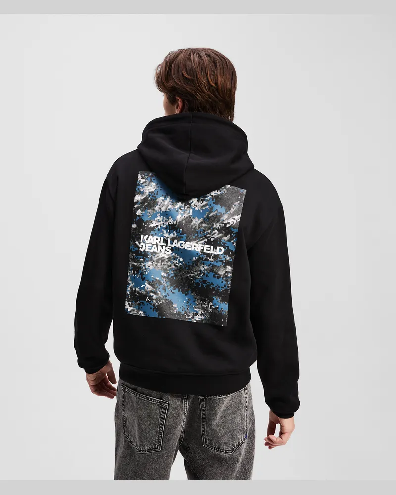 Karl Lagerfeld Kapuzenpullover Mit Grafik, Mann, Schwarz, Größe Schwarz