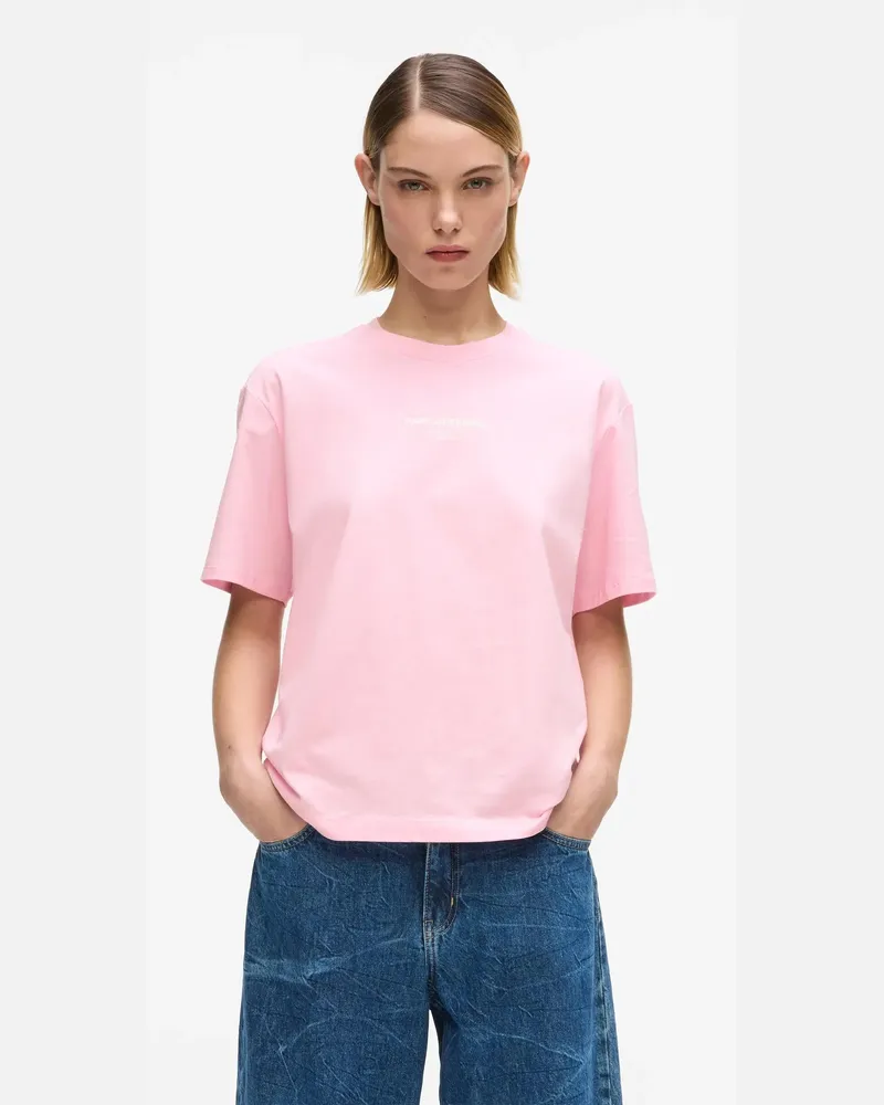 Karl Lagerfeld T-shirt Mit Konturiertem Logo, Damen, Bonbon, Größe Bonbon